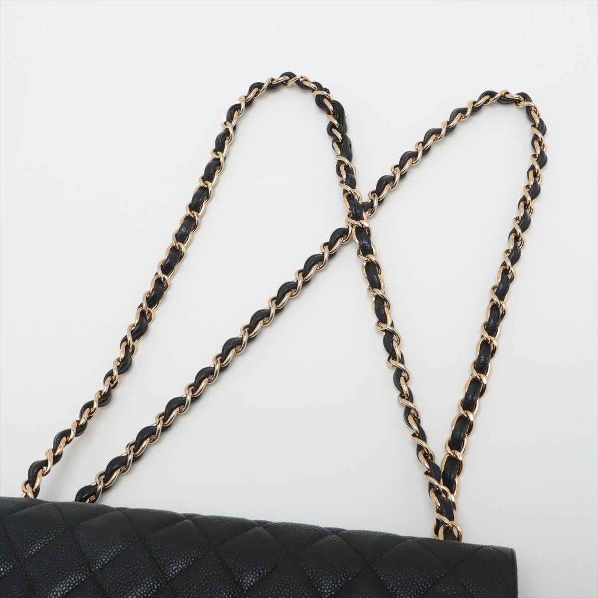 CHANEL Deca Caviar S Double Flap Double Chain Bag Black G  14th