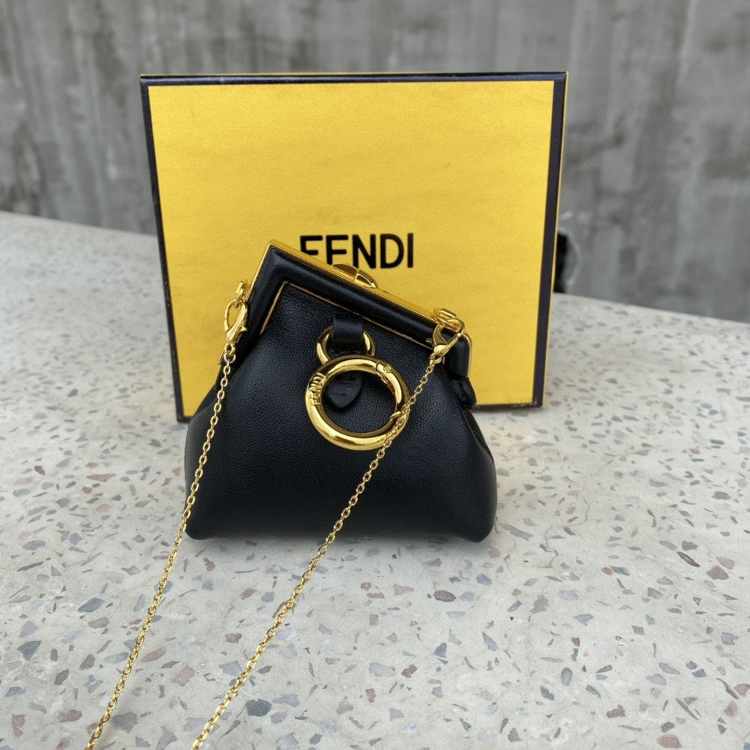 Fendi Nano Fendirst Charm Black Bag For Woman 10cm/4in