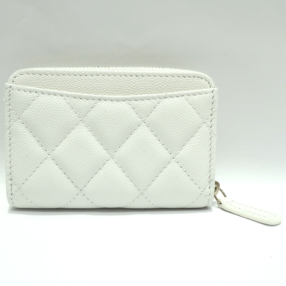 Chanel CoinParts Canopy S White White G   8 Figures Small Leather Round  Box