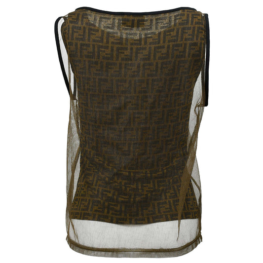 Fendi Zucca Sleeveless Tops Brown #44