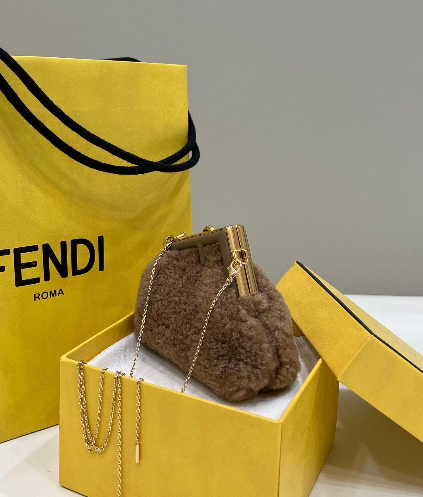 Fendi Fendirst Mini Brown Mink Bag For Woman 11.5cm/4in