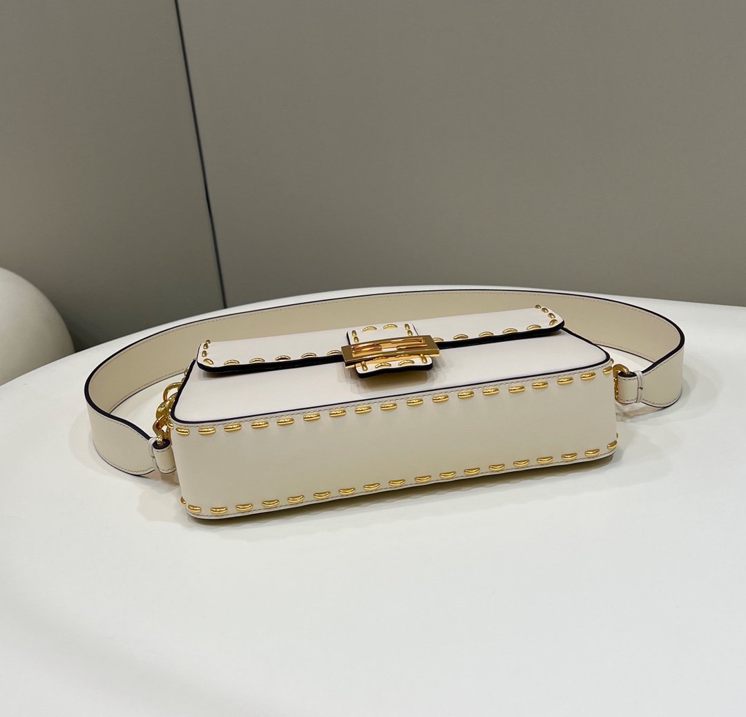 Fendi Mon Baguette Medium White Bag