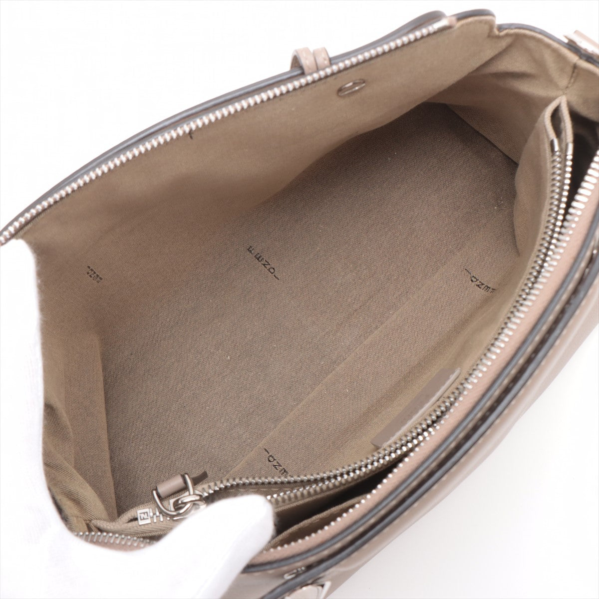 Fendi Byzaw Medium Leather 2WAY Handbag Beige 8BL146