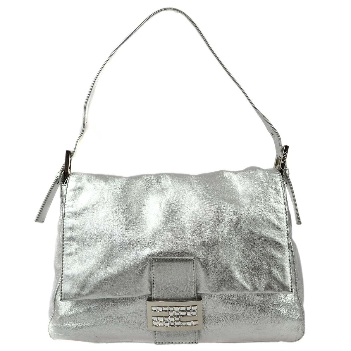 Fendi Silver Mamma Baguette Handbag