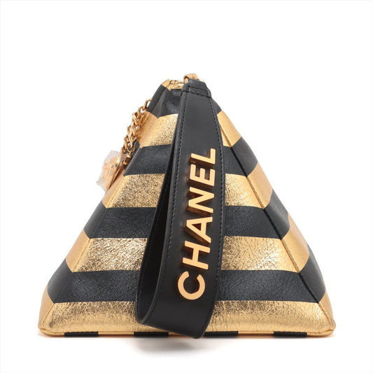 Chanel Strip  Handbag Pyramid Black x G Gold Gold  28th