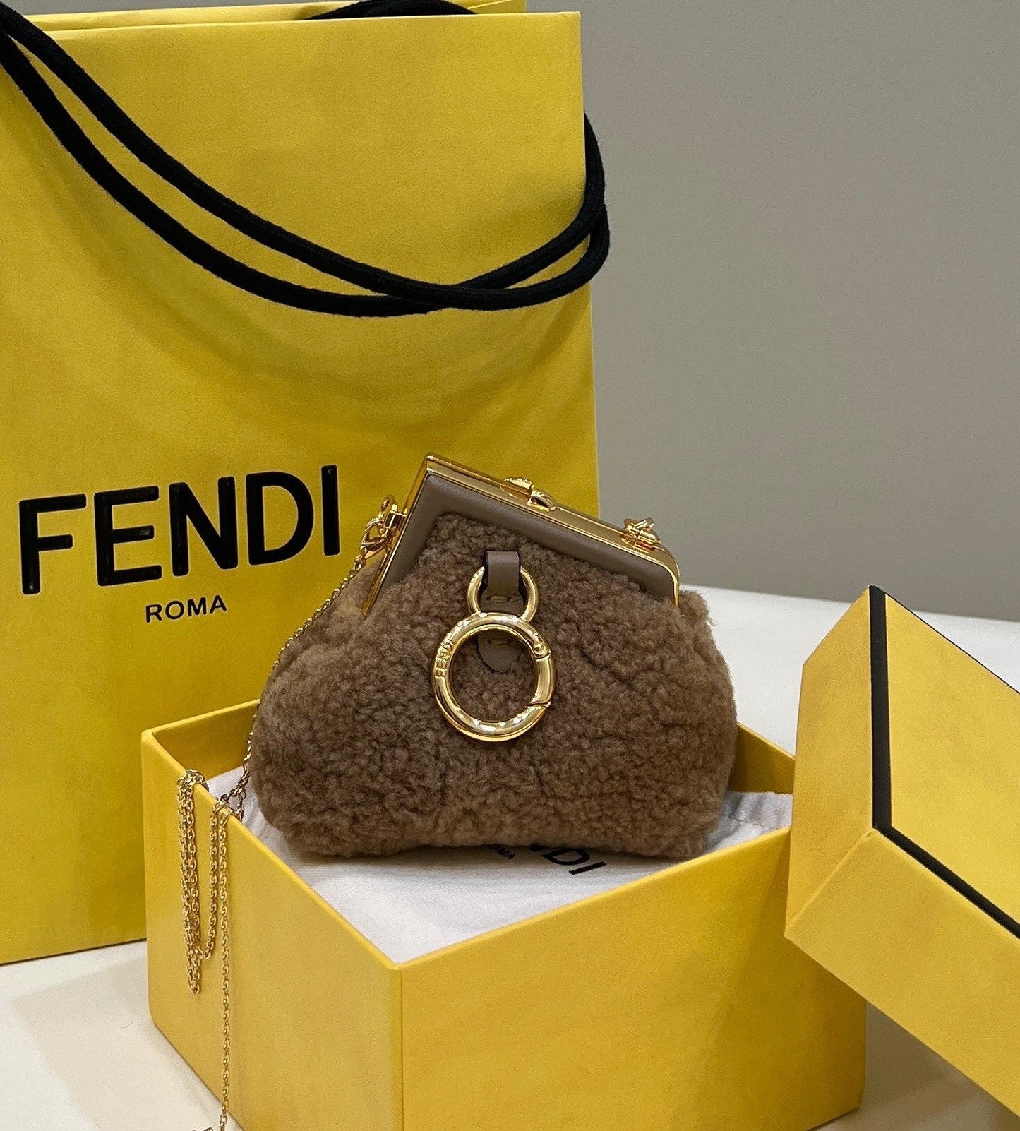 Fendi Fendirst Mini Brown Mink Bag For Woman 11.5cm/4in