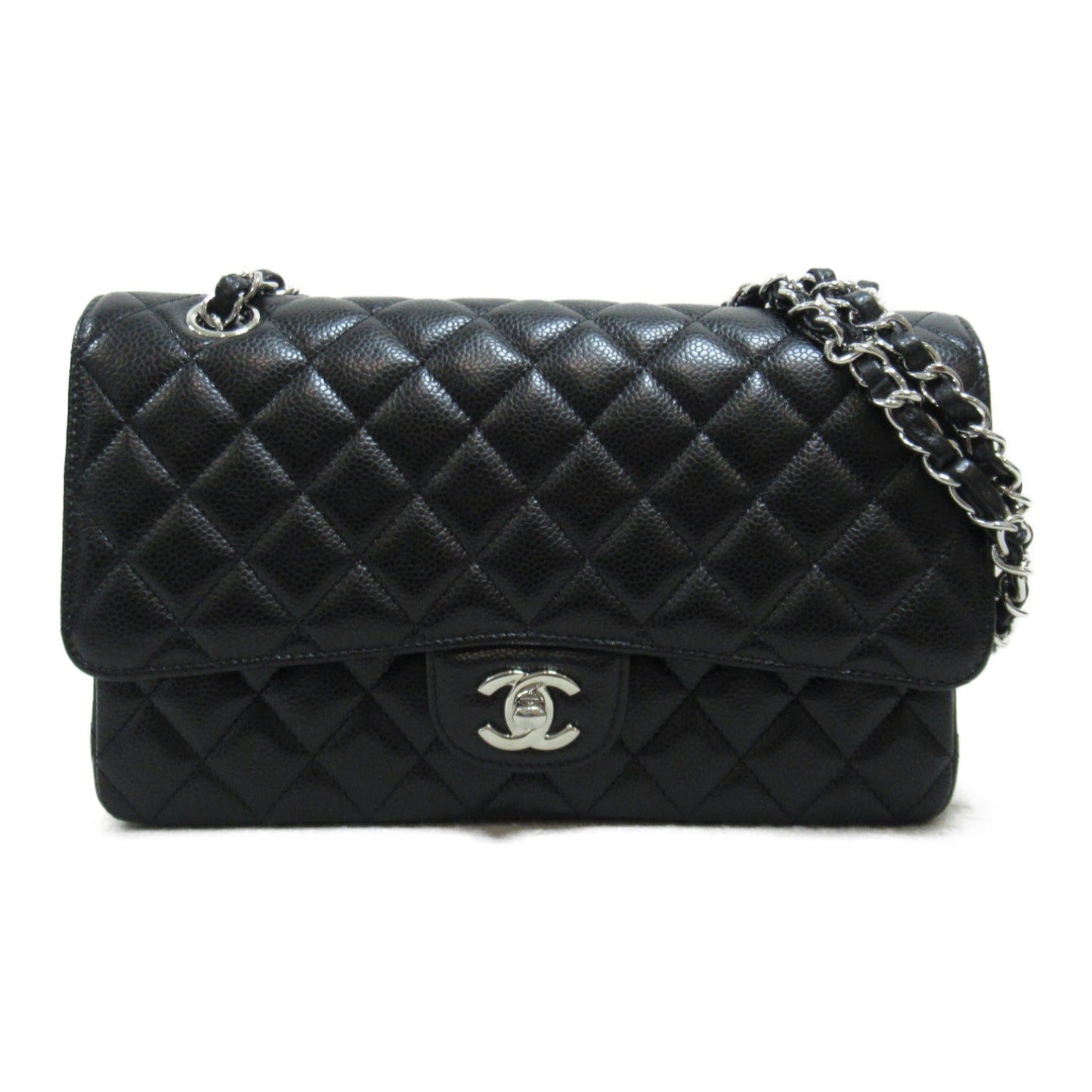 Chanel Double Flap Chain Shoulder Bag Double Flat Chain Shoulder Bag Caviar S (Green )  Black  ()