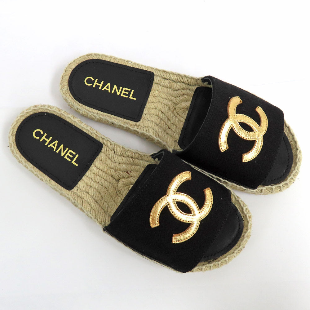 CHANEL Chanel Sandals Espadrille 24P G45590 Muel Casual 36 23.0cm equivalent Coco Black G Shoes  New Unused]