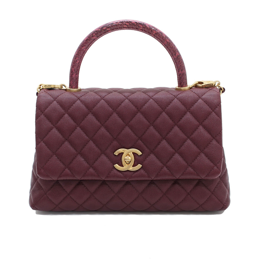 Chanel Matrasse Coco Handle Caviar S Pearson G  Chain Shoulder Handbag Bordeaux