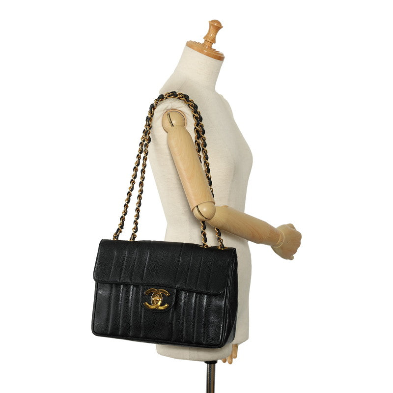 Chanel Coco Mademoiselle Double Chain Shoulder Bag Black Caviar S  Chanel