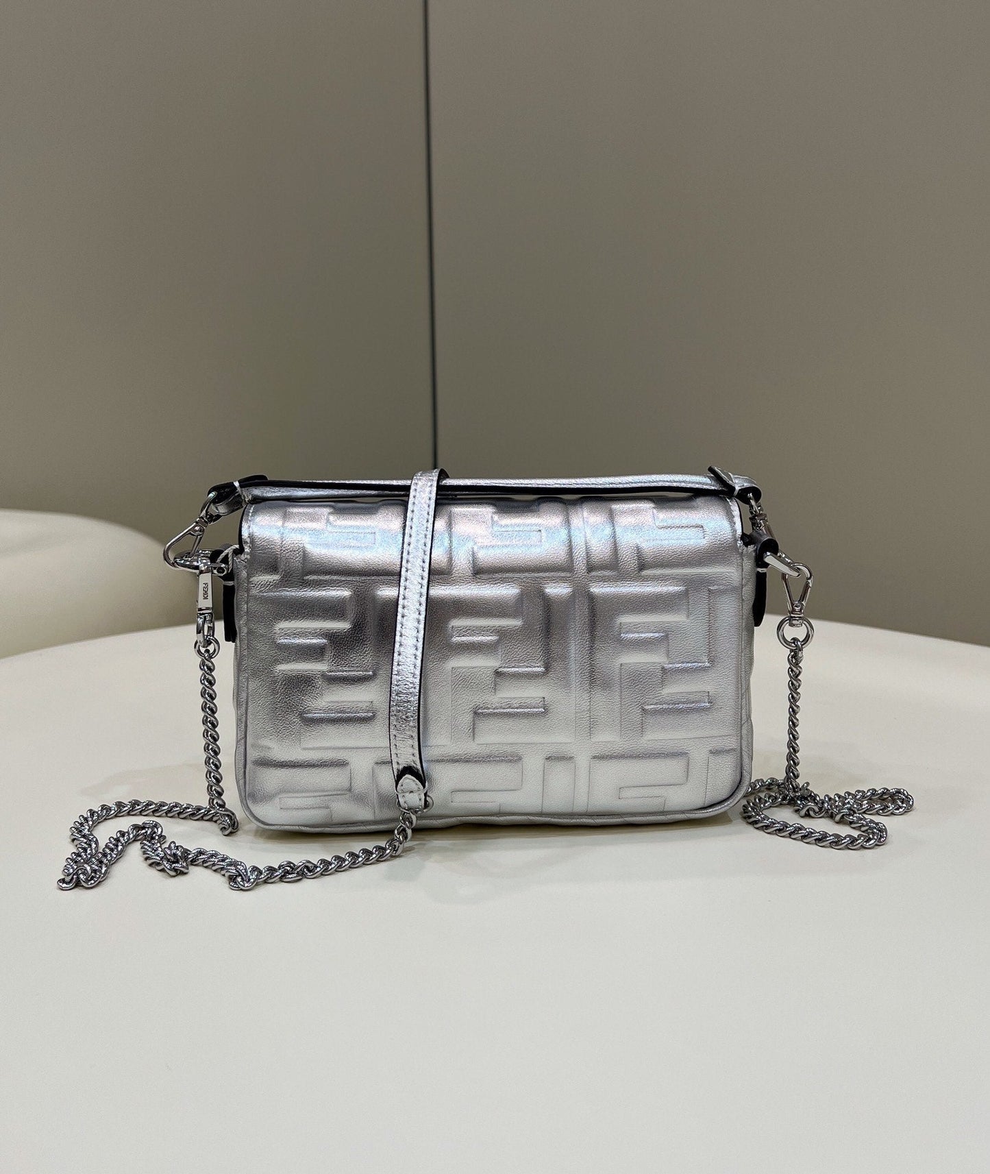 Fendi Baguette Silver Shoulder And Crossbody Bags