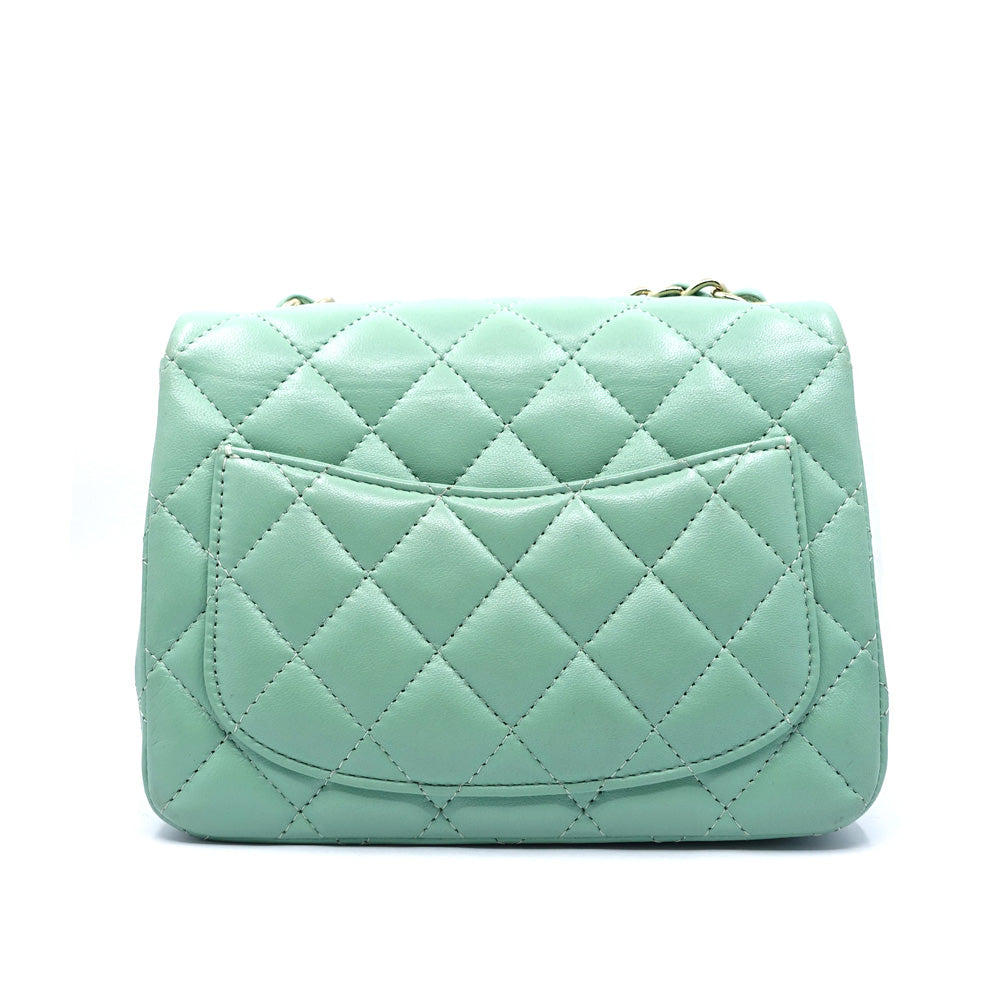 Chanel Mini A35200 Chain Shoulder Bag  Turn-Lock Green