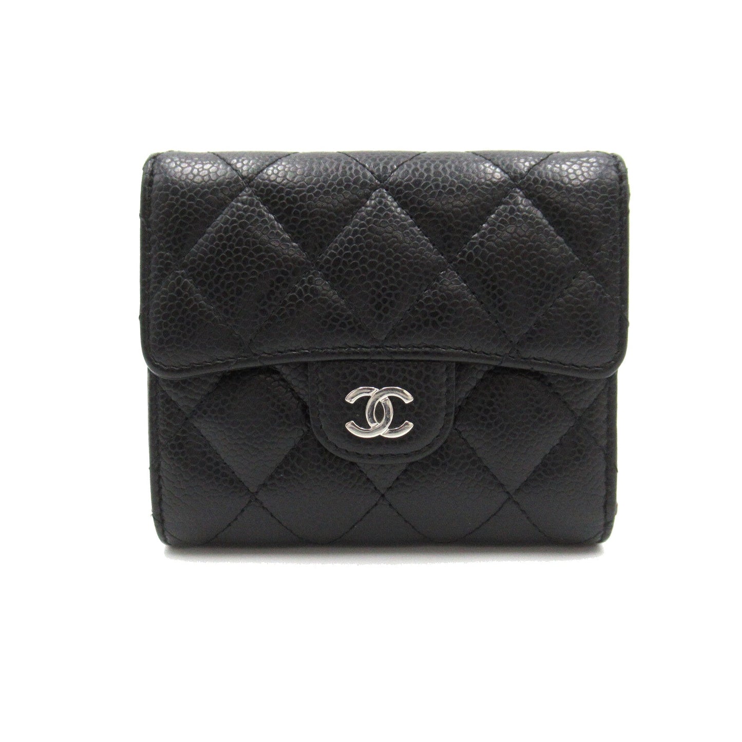 CHANEL Small Flap Wallet Three Fold Wallet Wallet Cabia S (Greenhead)   Black  AP0231