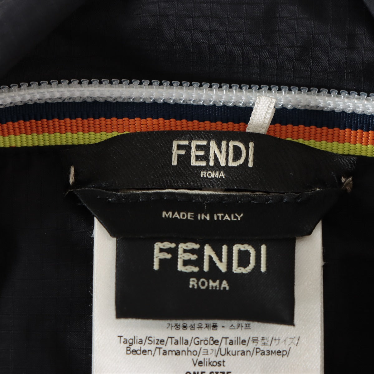 Fendi Zucca 20 Years Nylon Rain Food One-Size Unisex Black X Brown Mink Maffler