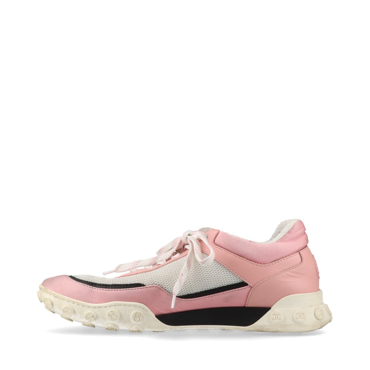 Chanel Coco Leather X Fabric Trainers EU40  White X Pink G34086 Mesh