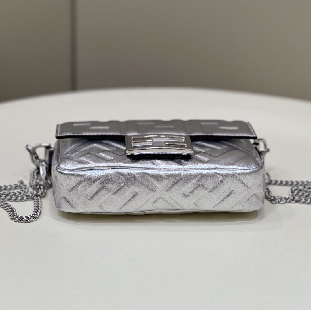 Fendi Baguette Silver Shoulder And Crossbody Bags