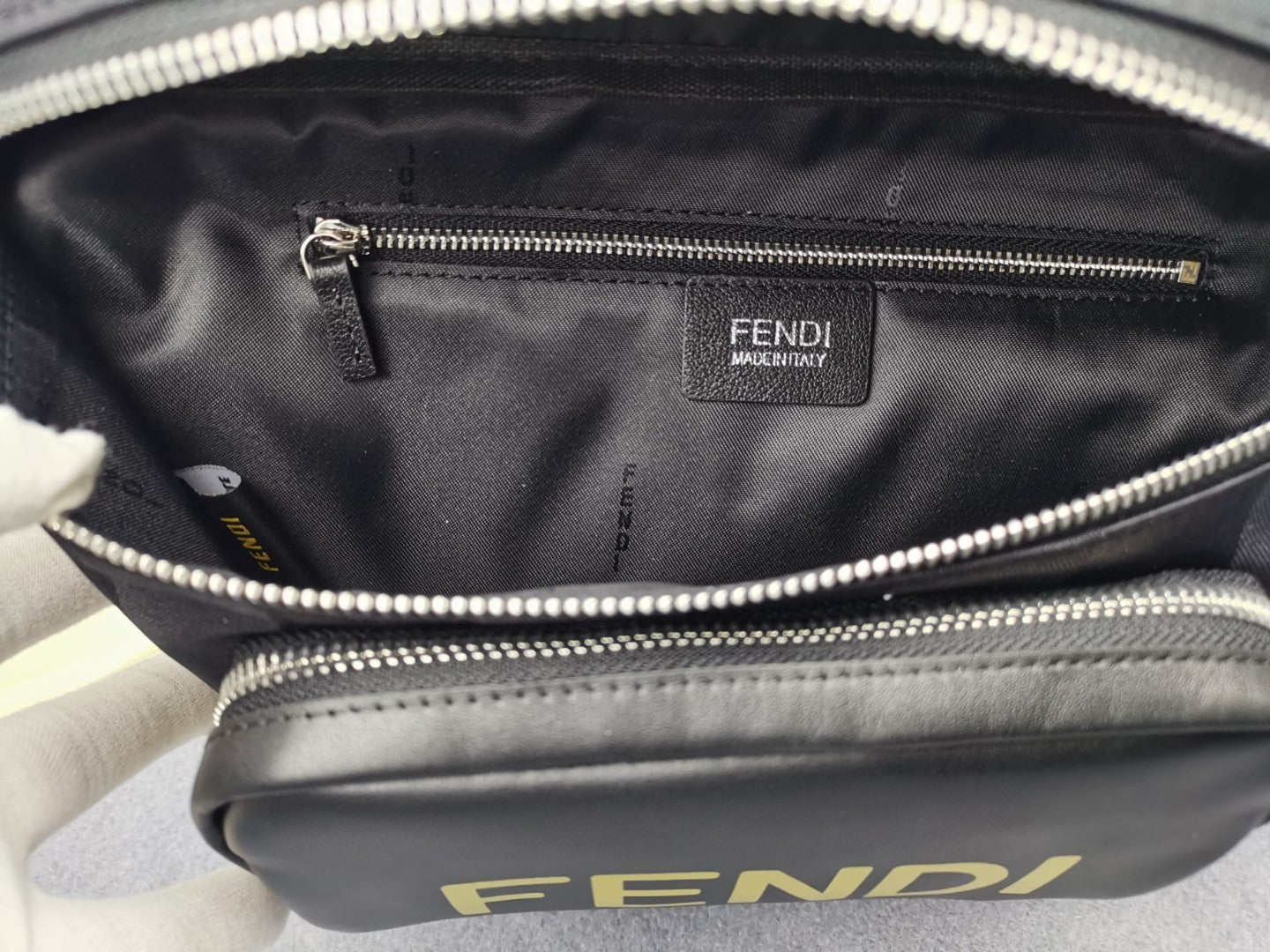 Fendi Little Monster Belt Bag Black/Yellow/Gray For Men, Men&#8217;s Bags 7.9in/20cm FF