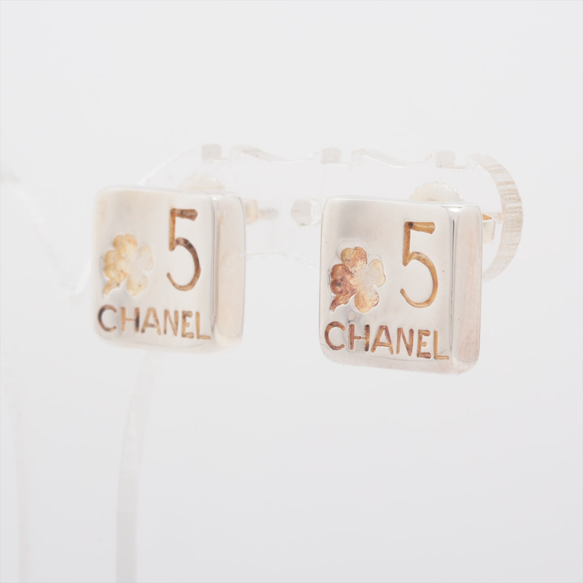 Chanel .5 Stud Earrings (for both ears) 925 8.6g Silver Clover