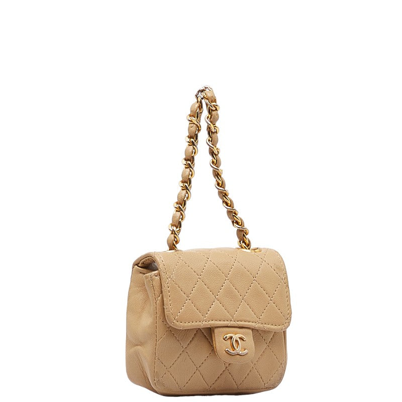 Chanel Mini Matrasse Coco Shoulder Bag Mini Pochette Beige G Leather  CHANEL