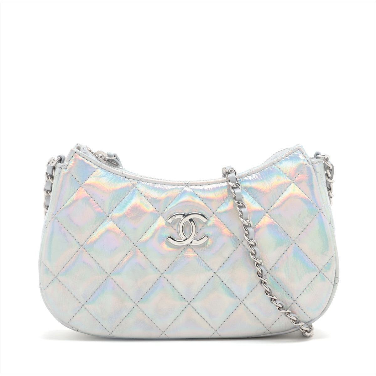 Chanel Matrasse Iridescent Mirror Goth S Chain Shoulder Bag Aurora Silver G  AP3691