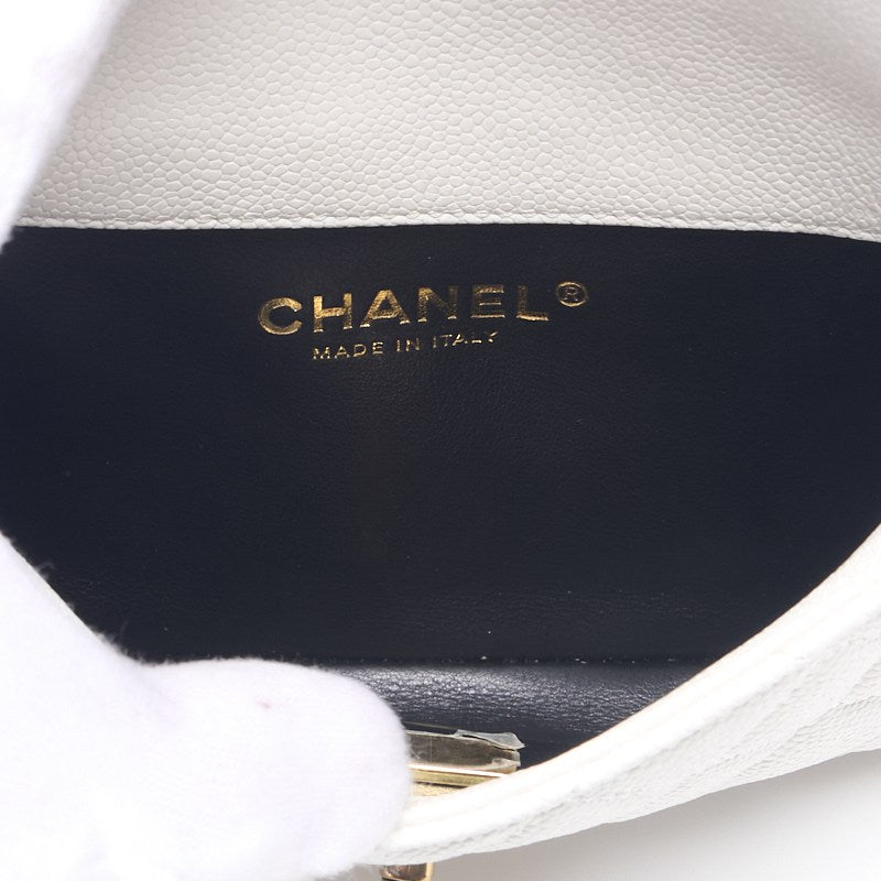 CHANEL CHANEL Matrasse Turn-Lock Coco Charm Chain Waist Bag Caviar S White  West Bag  West Bag Ladies West Bag   Delivery Ladies West Bag Ladies Online