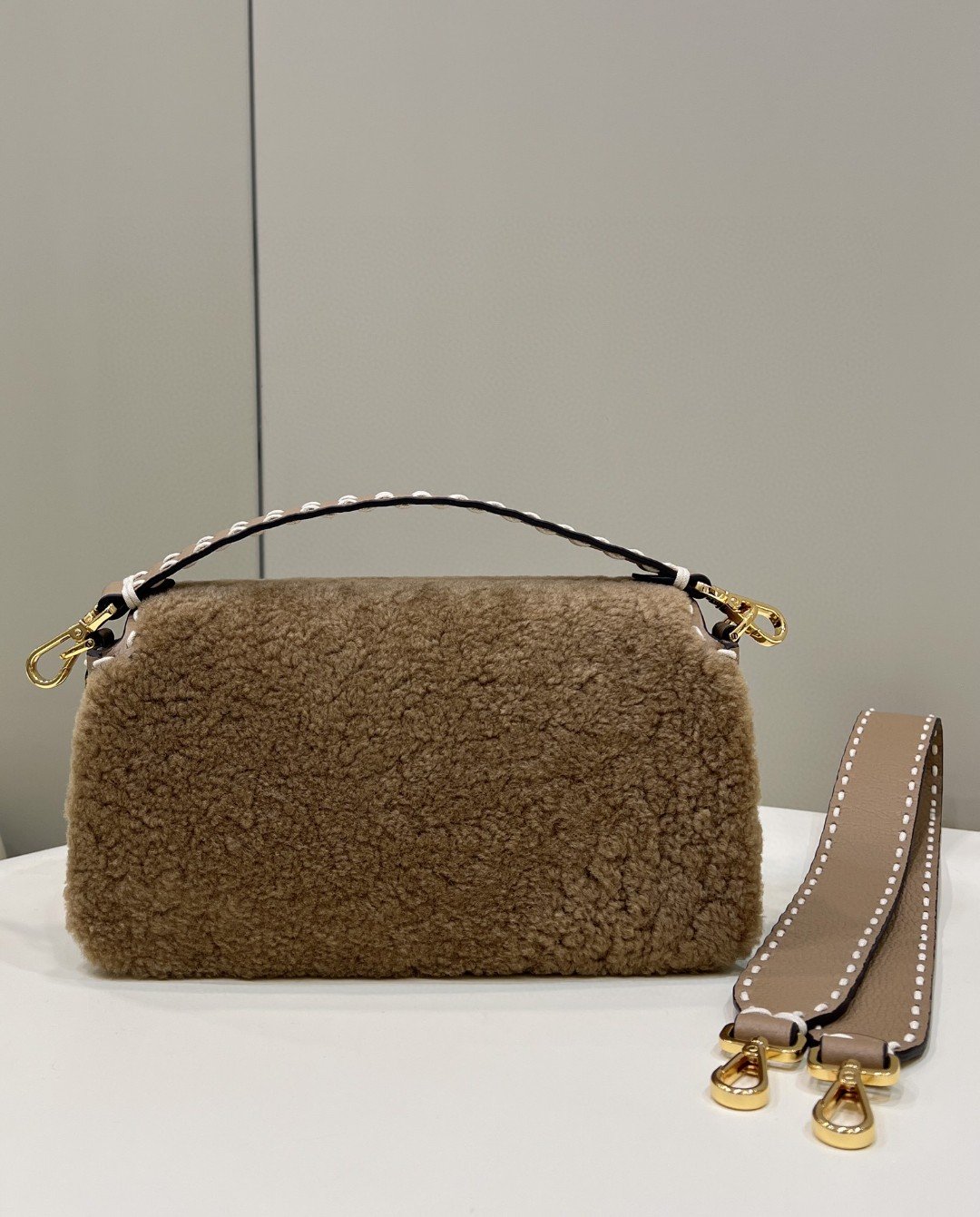 Fendi Baguette Beige Sheepskin Bag