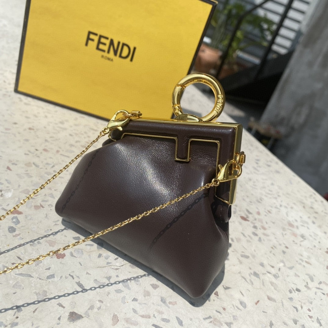 Fendi Nano Fendirst Charm Dark Grey Bag For Woman 10cm/4in