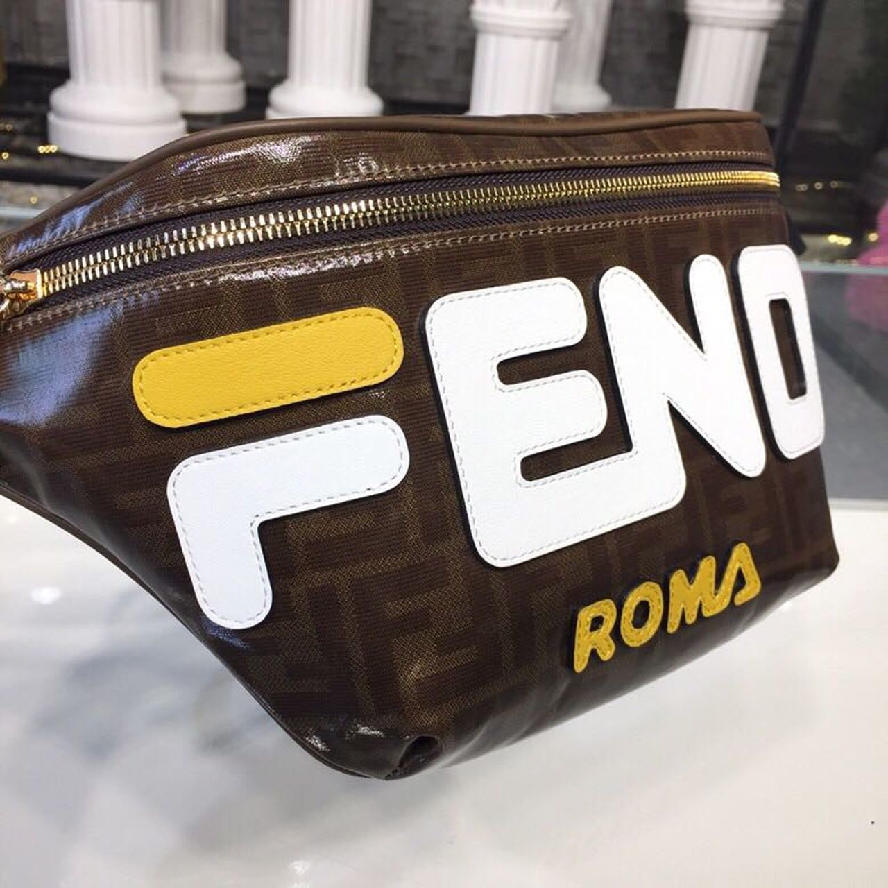 Fendi Mania Waist Belt Bag Brown For Women/Men, Women&#8217;s/Men&#8217;s Belt Bags, Crossbody Bags 12.9in/33cm FF 7VA434