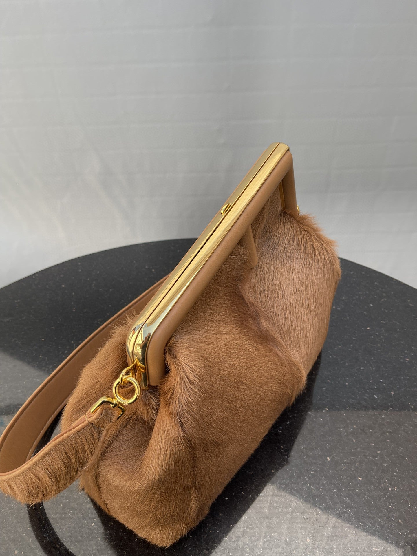 Fendi Fendirst Medium Brown Fox Fur Bag For Woman 32.5cm/13in