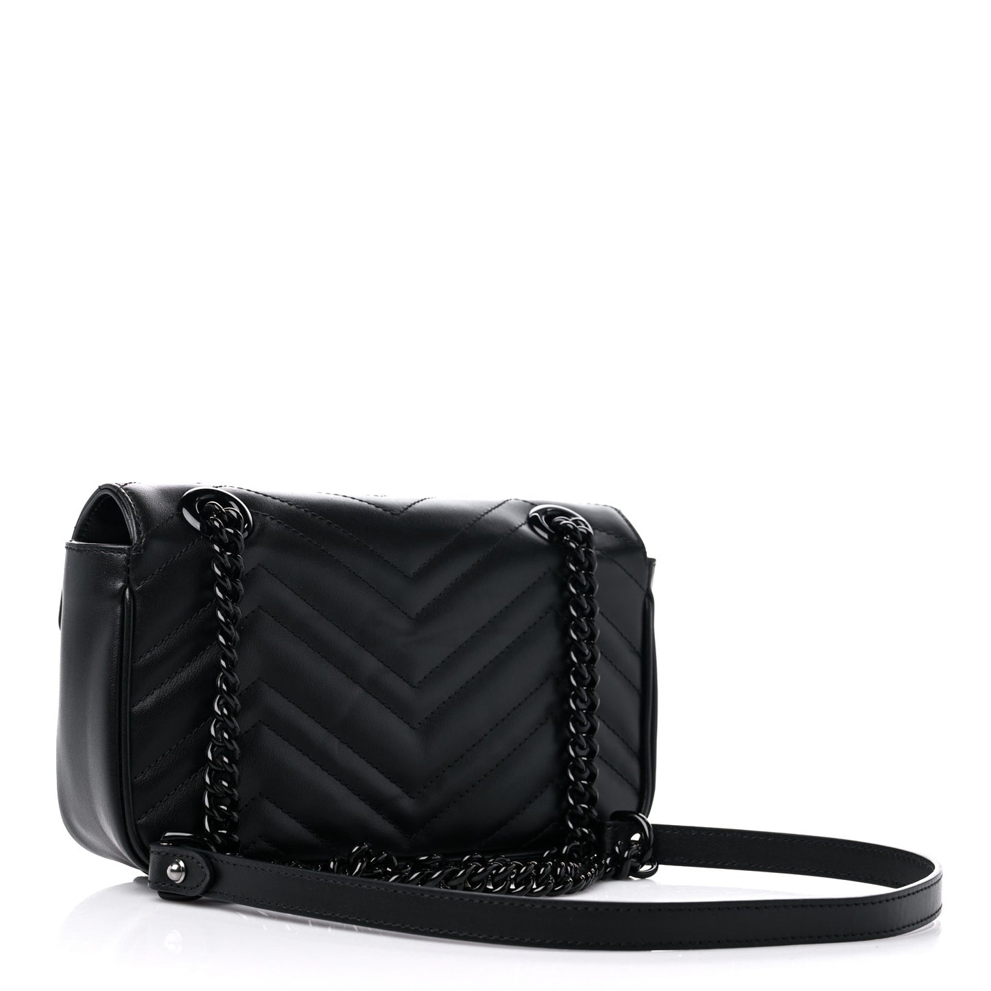 Gucci  Calfskin Matelasse Monochrome Mini GG Marmont Shoulder Bag Black