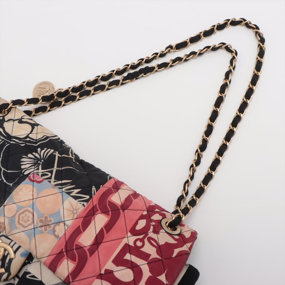 Chanel Decamatrasse Cotton  Nylon Single Flap Double Chain Bag Multicolor G  19th