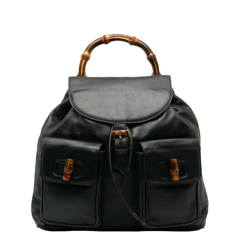 GUCCI Bamboo Backpack in Leather Navy 003 2058 0016