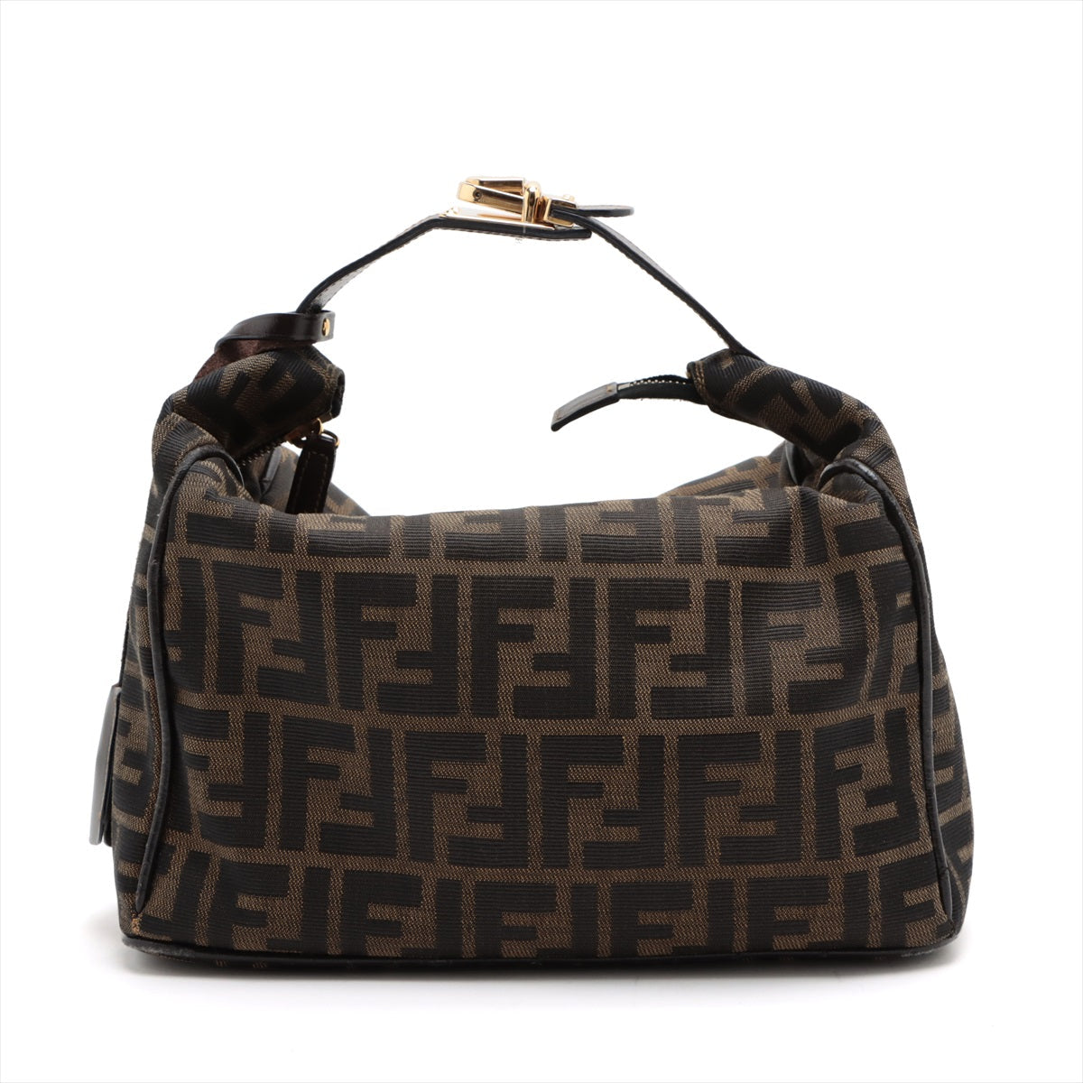 Fendi Zucca Canvas  Leather Vanity Bag Brown Fendy