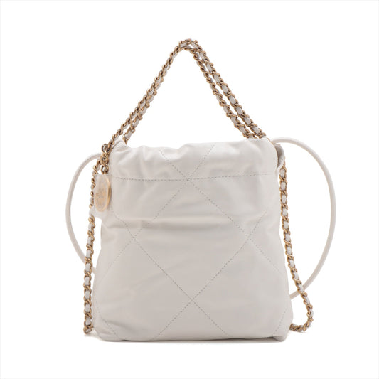 Chanel 22 Mini Leather Chain Shoulder Bag White G