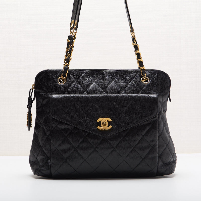 CHANEL / CHANEL Matrasse  Flap Double Chain Sder Caviar S Black   Shoulder Bag Lady Bag Hybrid 【 Ship】  Yaboo Online