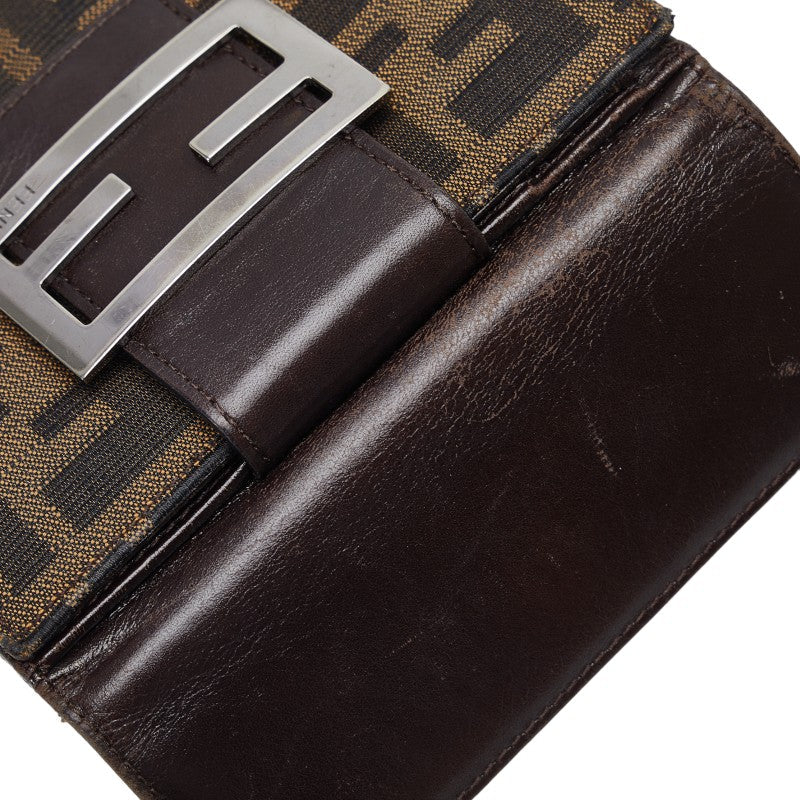 Fendi Zucca Double Fold Wallet Brown Canvas Leather  Fendi