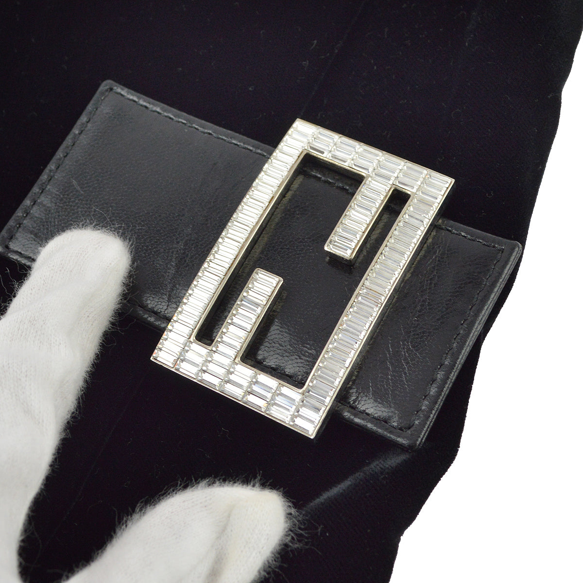 Fendi Black Velvet Mamma Baguette Handbag