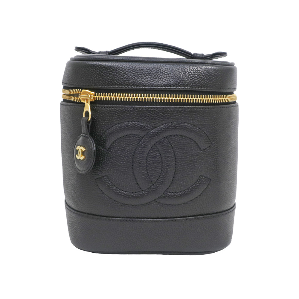 Chanel Vanity Handbag Black Green  S G Gold  A01998 Women's  Pouch