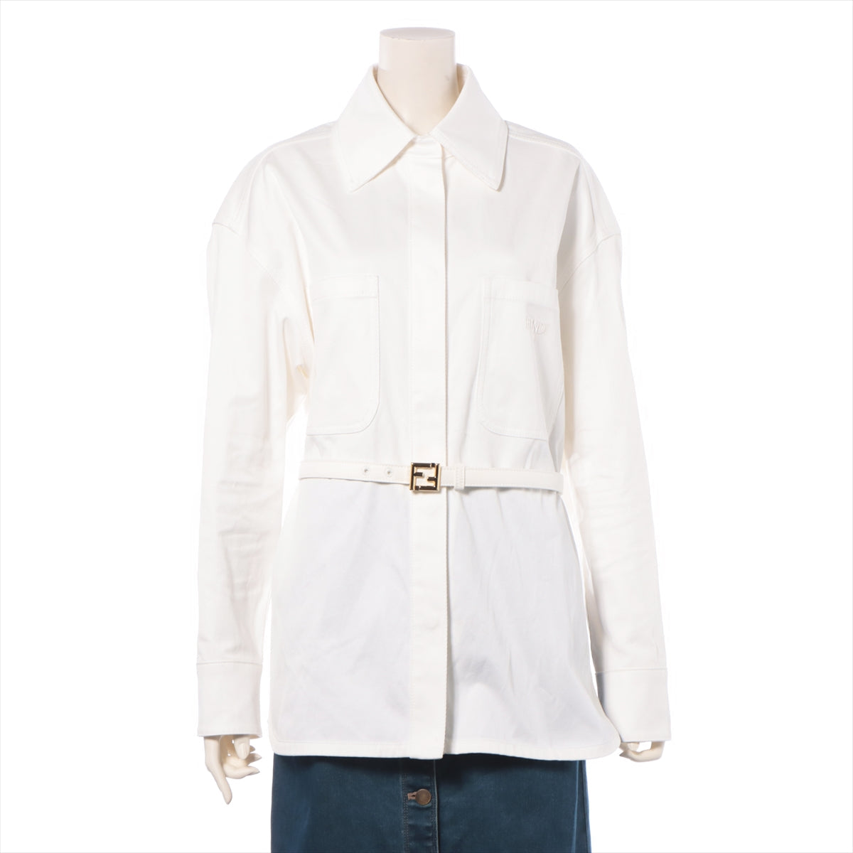 Fendi 22 Years Cotton x Polyurethane Denim Jacket 40  White FLF677