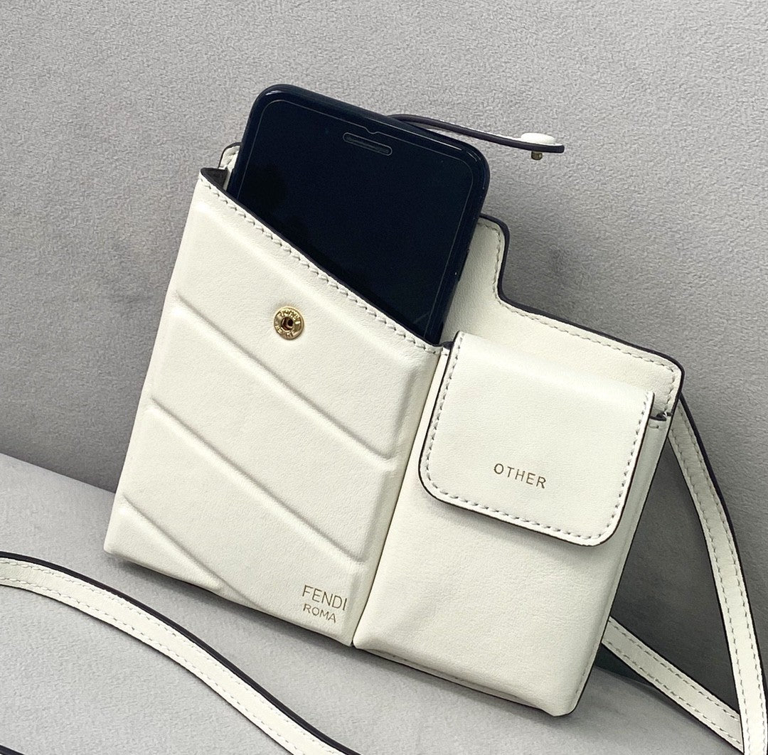 Fendi Bustine 2 Pockets Mini White Bag For Woman 16cm/6in