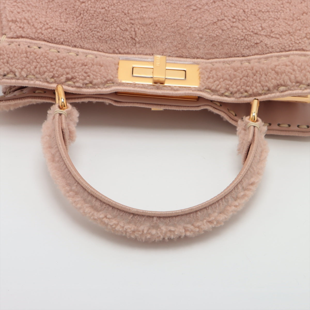 Fendi Peekaboo Icy Yu Medium Mouton 2WAY Handbag Pink 8BN321