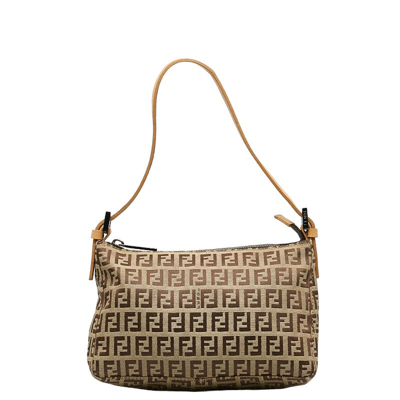 FENDI Handbag Linen/ Beige Brown 8BR155