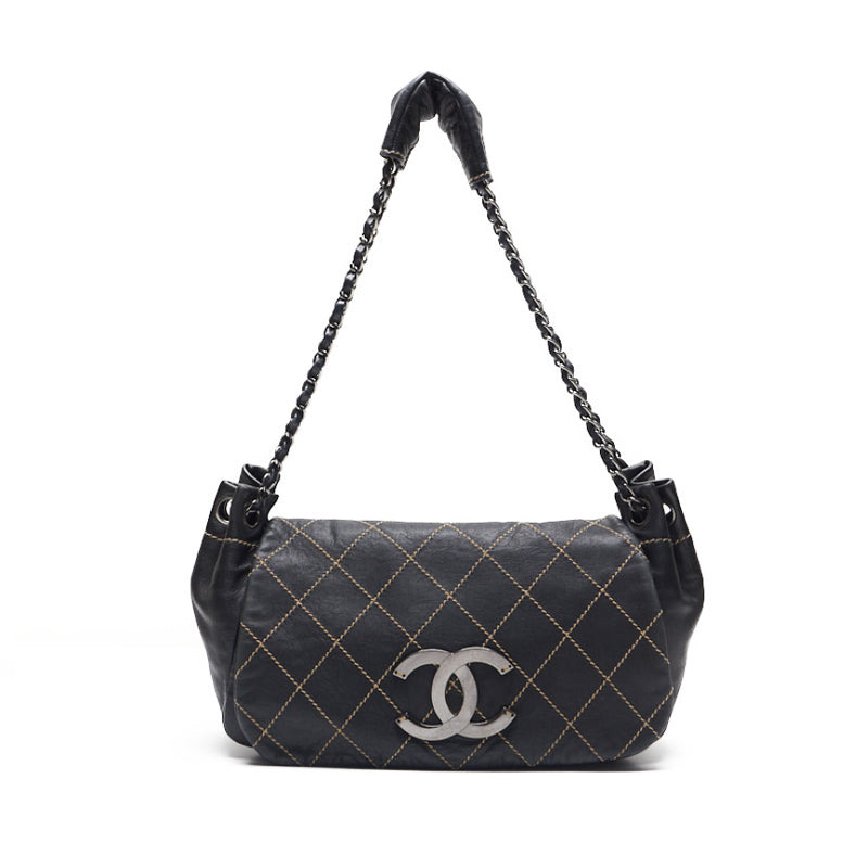 Chanel Wild Stitch Coco Chain Shoulder  Black (Silver ) Shoulder Bag Mini Shoulder Bag  Shoulder Bag Hybrid 【 Ship】 Acoustic s Online