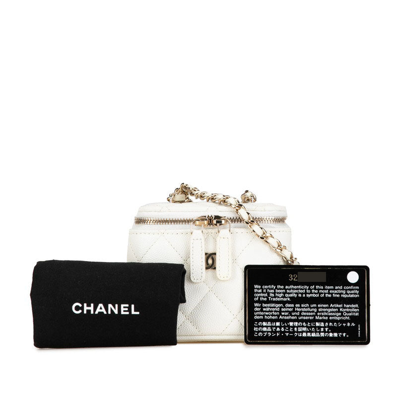 Chanel Matrasse Coco Chain Mini Bag Shoulder Bag Pochette White Caviar S  Chanel