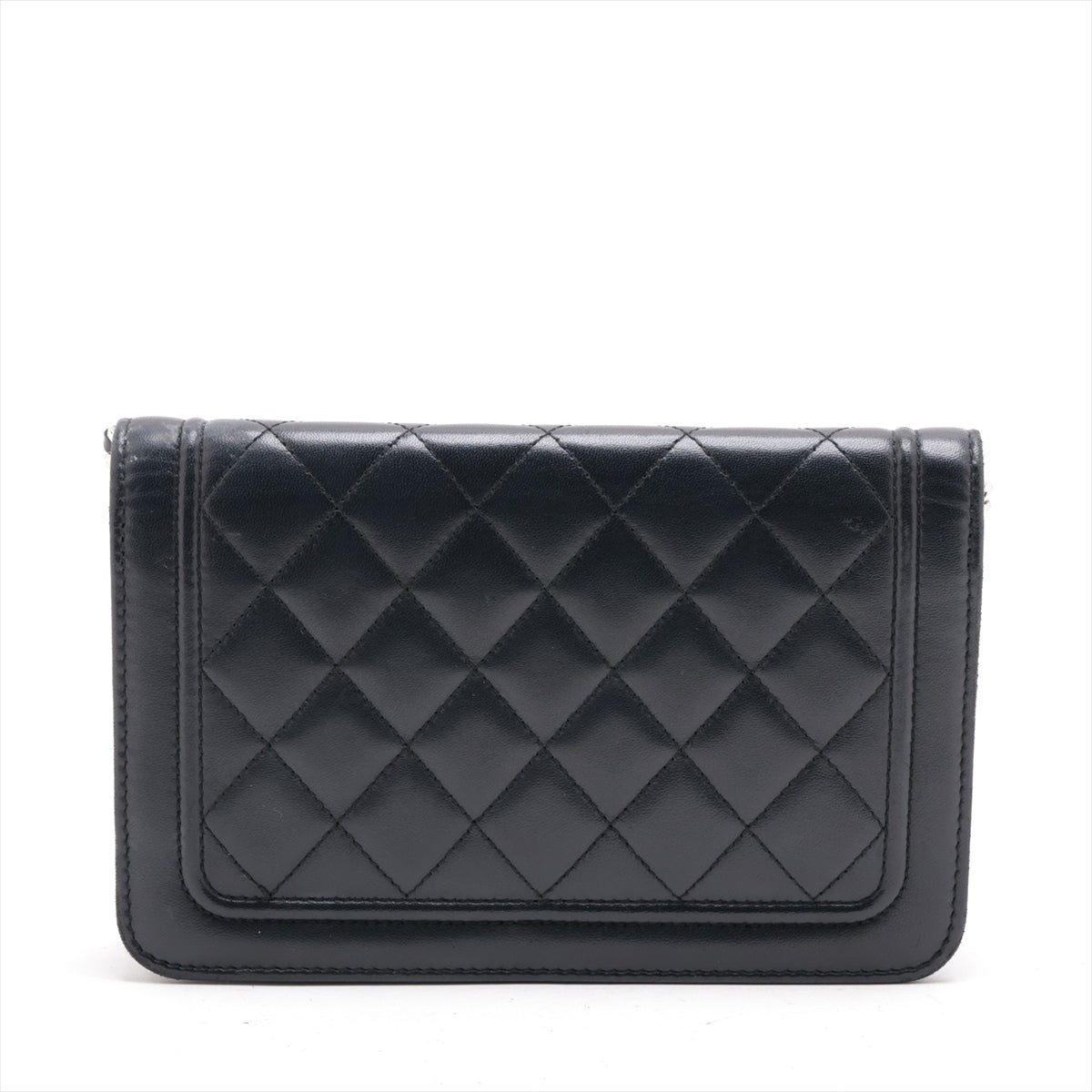 Chanel Matrasse  Chain Wallet Black Silver G