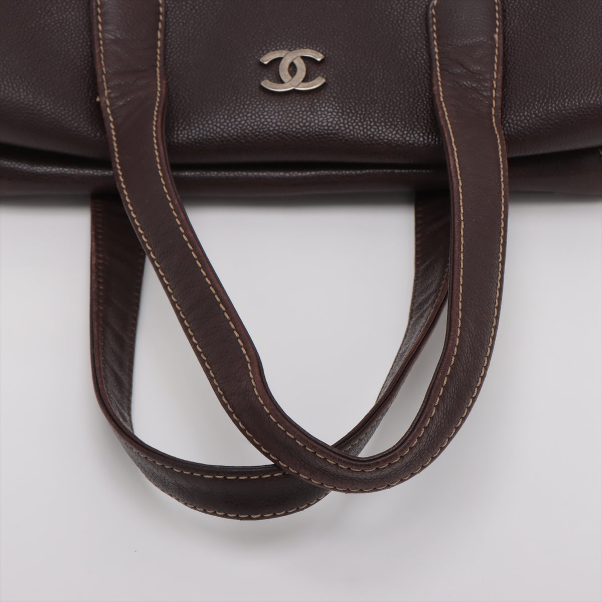 Chanel Coco Caviar S Tote Bag Brown Gummetal G  7th