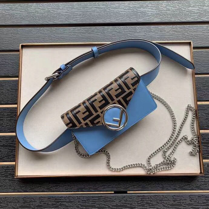 Fendi Blue Kan I F Belt Bag With FF Motif