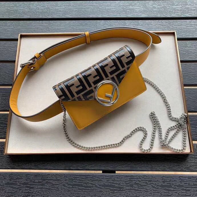 Fendi Yellow Kan I F Belt Bag With FF Motif