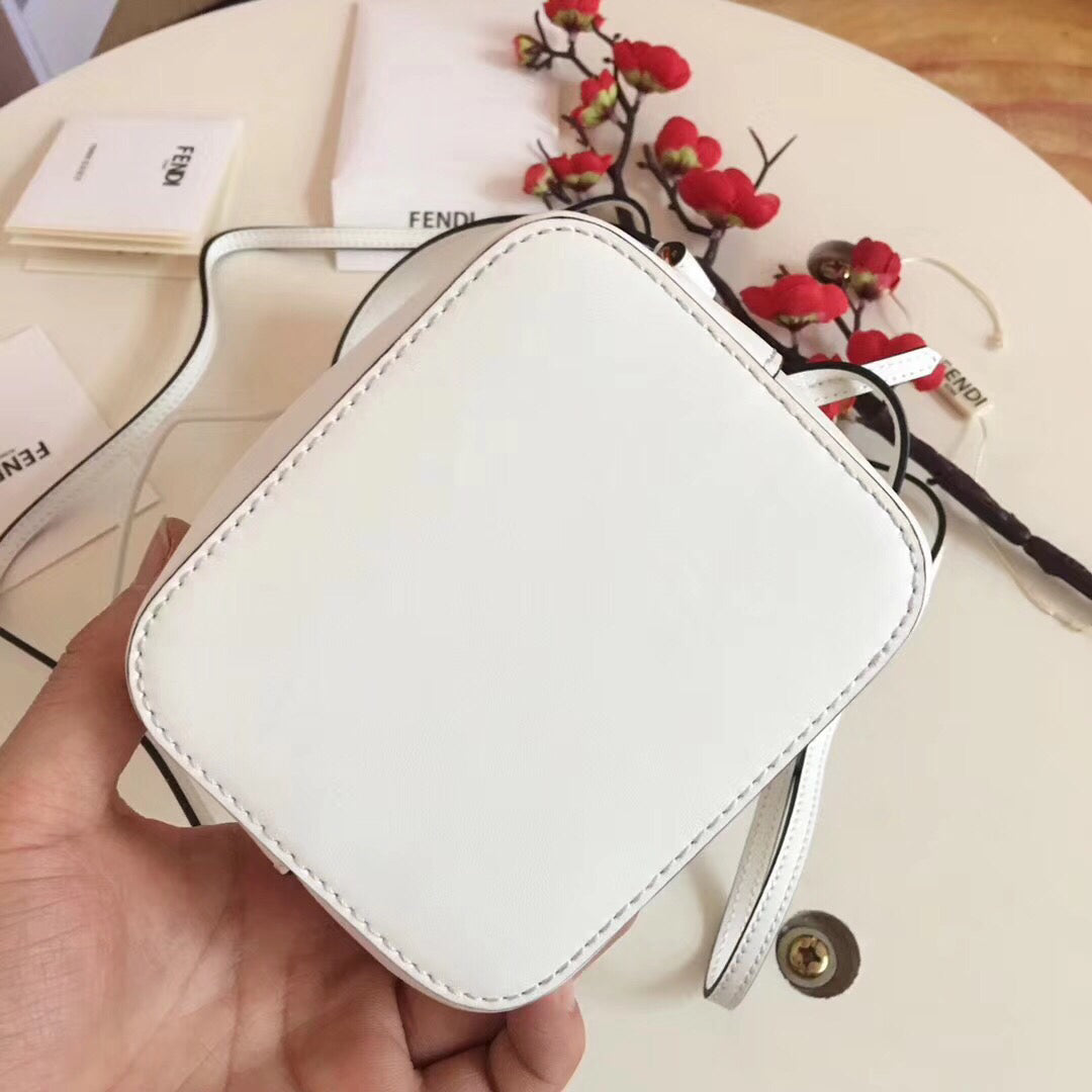 Fendi Mon Tresor Mini Bucket Bag In White Calfskin