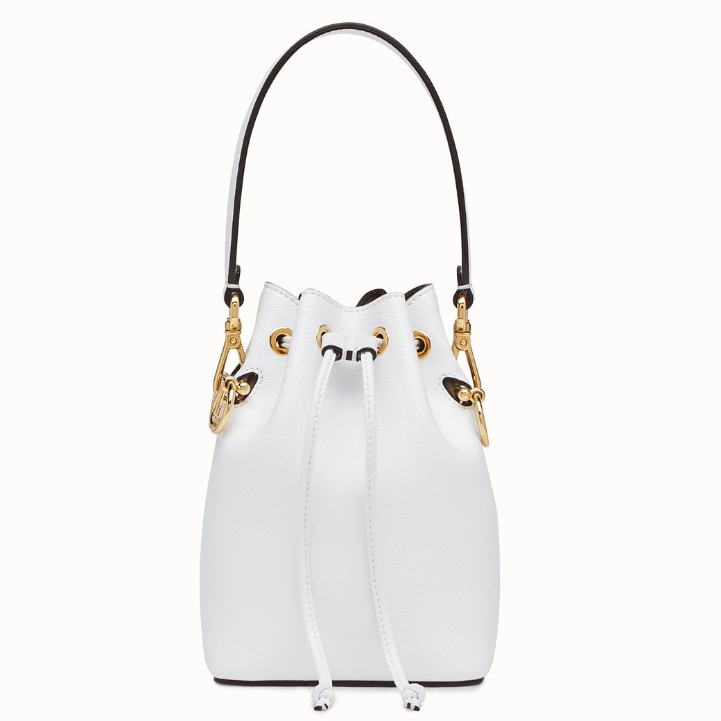 Fendi Mon Tresor Mini Bucket Bag In White Calfskin